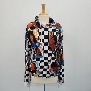 On Fire Womens Checkered Graphic Hoodie Melanin Queen Plus Size 2X‎ Long Sleeve